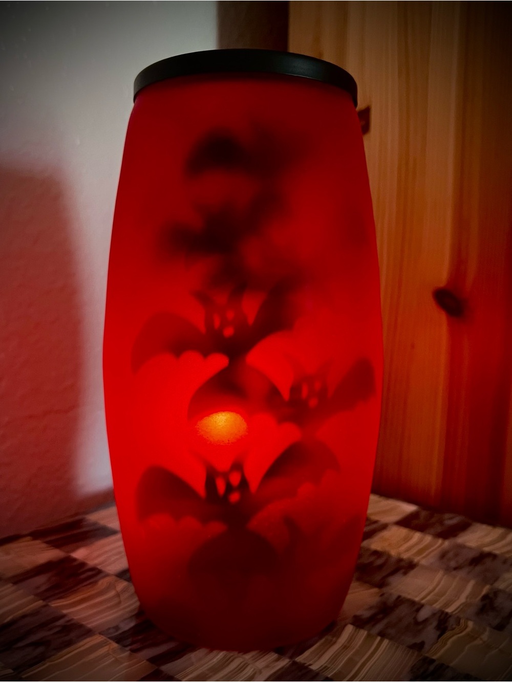 Vintage Illuminations Shadow Bat Hurricane Candle Holder Halloween Y2K